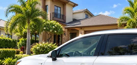 The Aloha car parked outside a house, ready for a home visit